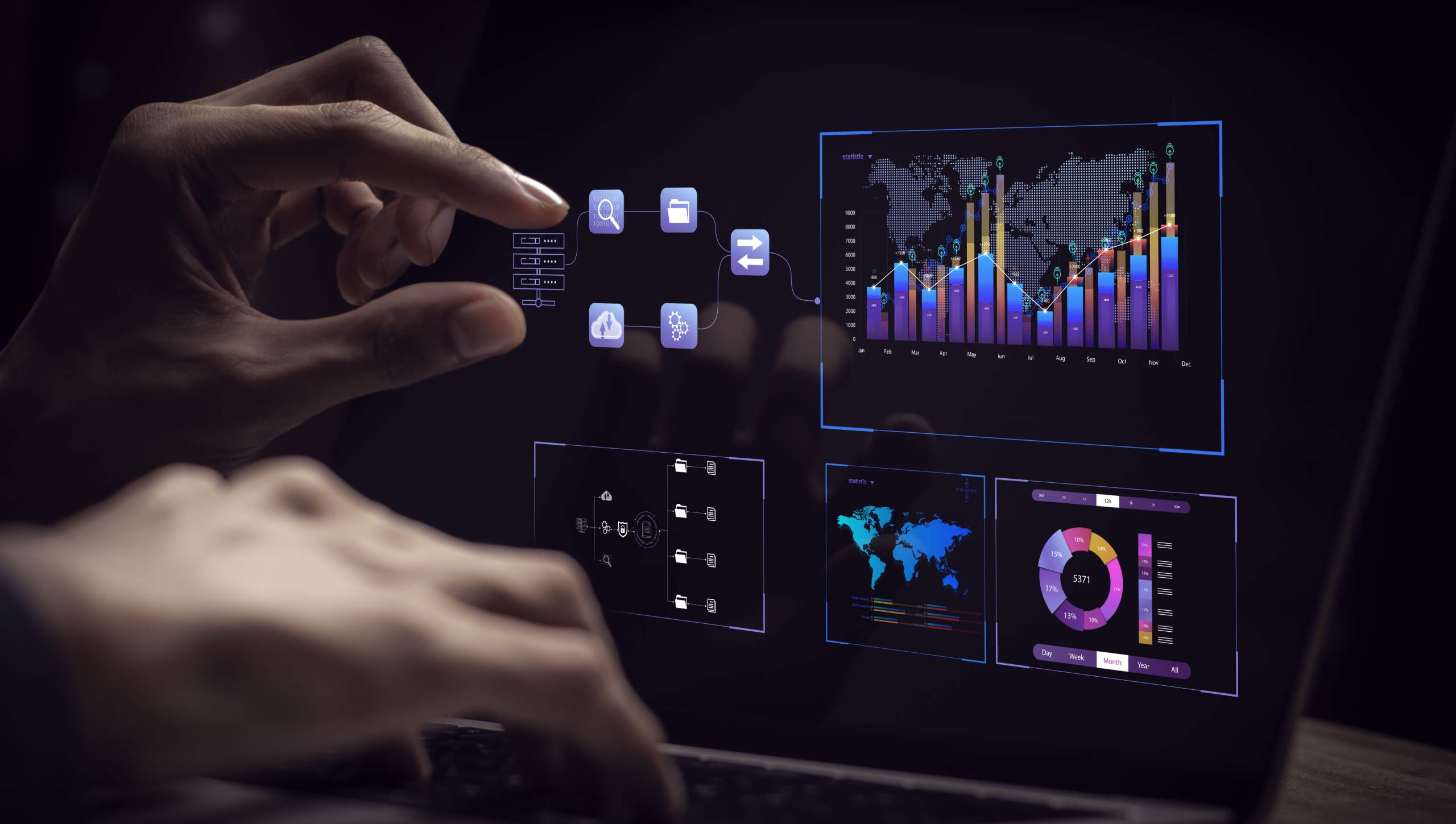 Data analytics dashboard with charts